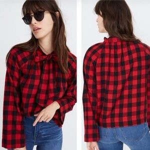 Madewell Red and Black Checkered Button Down Shirt Sz M